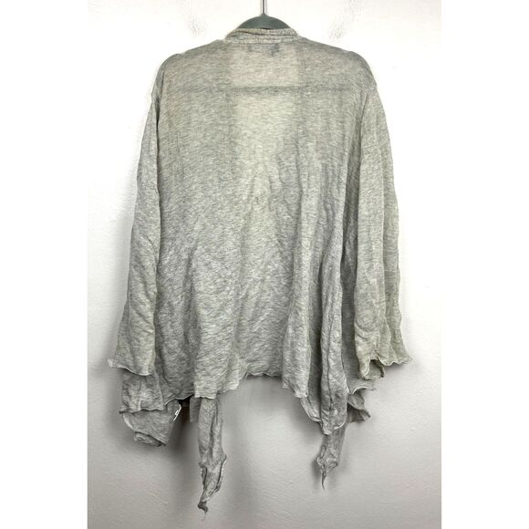 EILEEN FISHER Gray Cotton Open Front Ruffle Cardigan Top  Women's Plus Size 2X - Picture 6 of 10